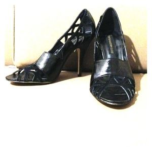Steve Madden Luxe black leather and suede heels