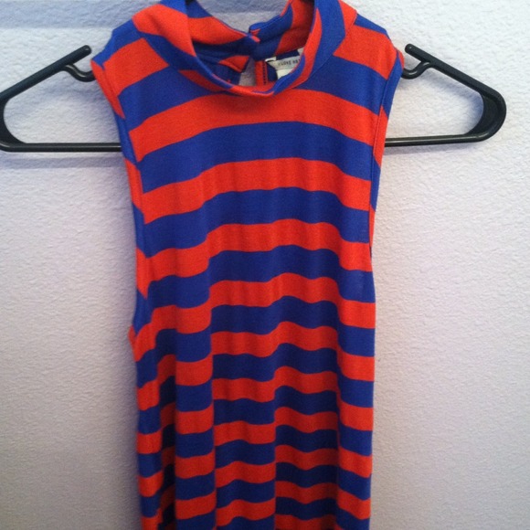 Blue and red striped tank top dress