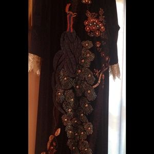 Pakistani black velvet back peacock gown