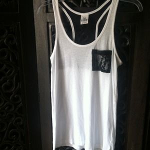 VS white tank with lace back & pocket
