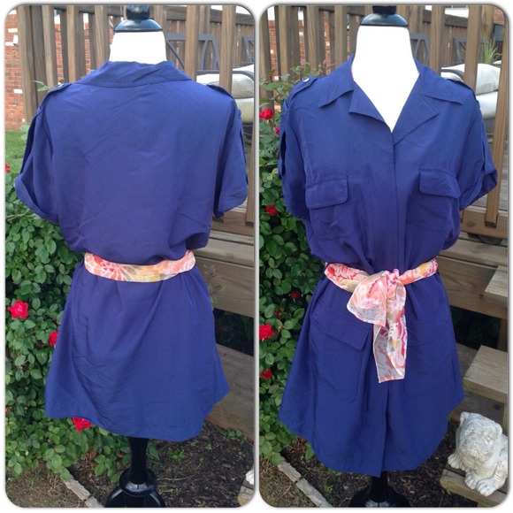 New York & Company Dresses & Skirts - SOLD🎀Military style deep blue zippered dress