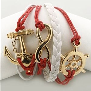 🚫SOLD🚫Red and White Anchor Infinity Bracelet