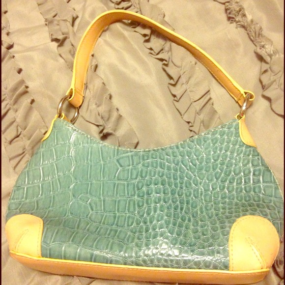 BCBGirls Teal & Tan Clutch Bag