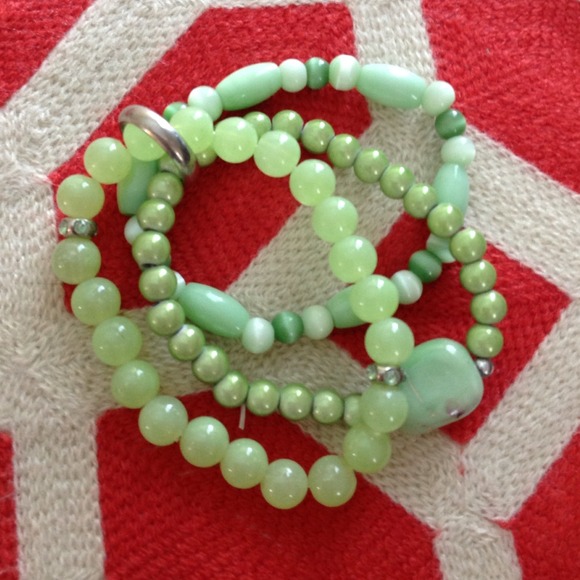 Jade colored multi strand bracelet
