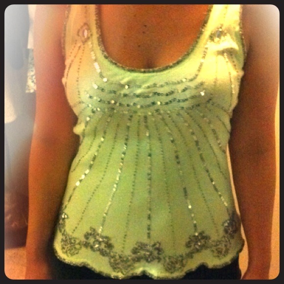 Lime green Sequins Tank