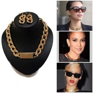 *SOLD OUT*BNWT Chained ID Necklace & Earring Set