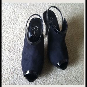 Jessica Simpson open toe black heel