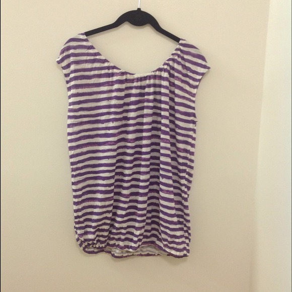 LOFT Striped purple Top - Picture 2 of 3