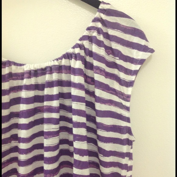 LOFT Striped purple Top - Picture 3 of 3