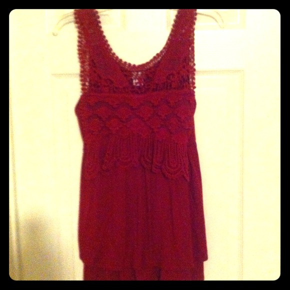 SOLD IN BUNDLE 4 Victorianmeme. Maroon top w/ lace