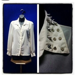 Beige Spike Button Up