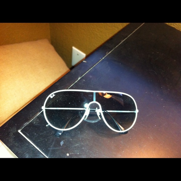 White wire rimmed ray bans worn twice
