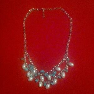 Pearl and jade double strand necklace.