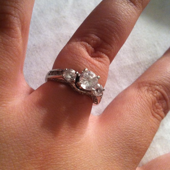 Sterling silver white sapphire ring