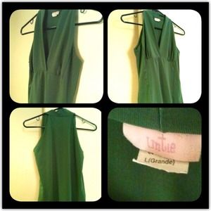 Green sleeveless V-neck top