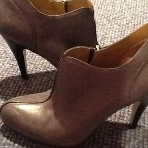 Gray Leather Booties