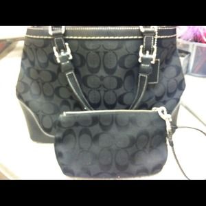 Coach purse with matching cosmetics bag