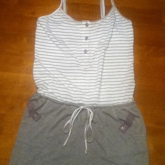One piece romper with cream and brown colors