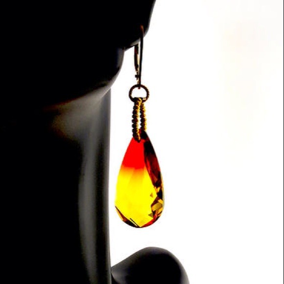 Fire Swarovski Drop Earrings