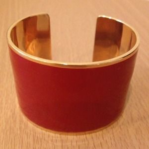 Red and gold enamel cuff bracelet