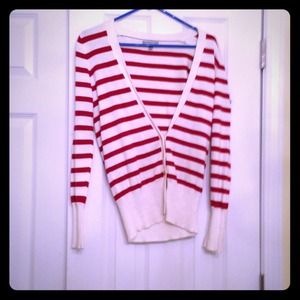 Nautical red striped summer cardigan
