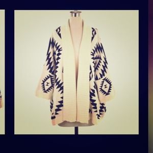 White and Black Tribal Print Cardigan