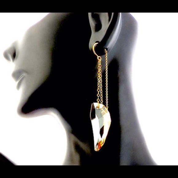 Gokden Shadow Swarovski Crystal Drop Earrings