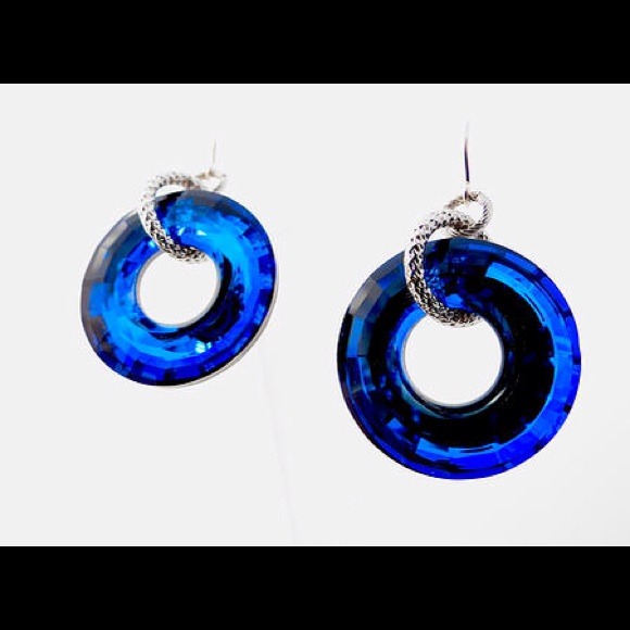 Cobalt Blue Swarovski Ring Earrings