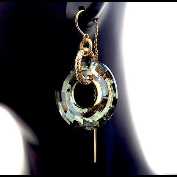 Golden Olive Swarovski Crystal Earrings