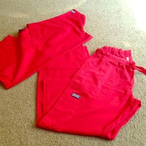 Red scrub set