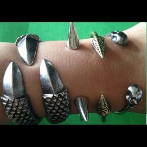 Bundle of 11 Bracelets cross, spikesbone bracelets