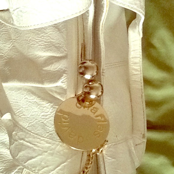 White with gold accent Charles David handbag