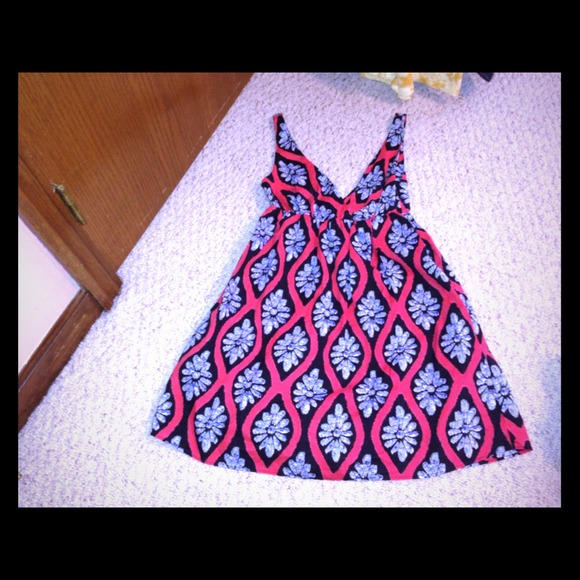 Adorable red & blue baby doll dress