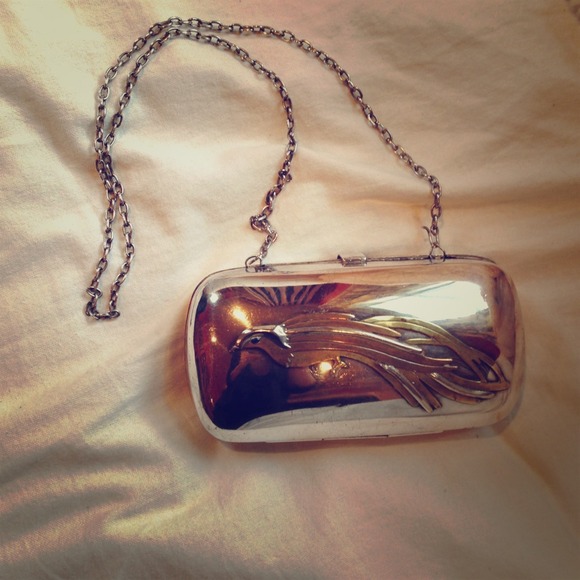 Vintage Genuine Silver & Brass Bird Shoulder Purse