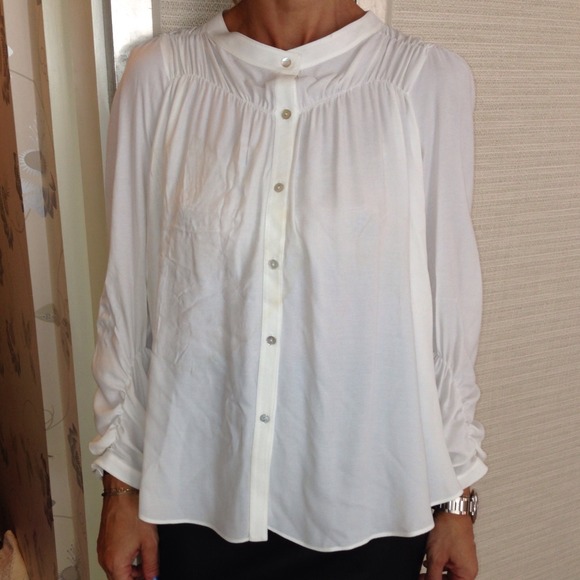 White Flowy Button-up Blouse Buy it now $30.