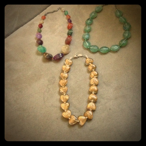 3 chunky and multi colored amber necklace