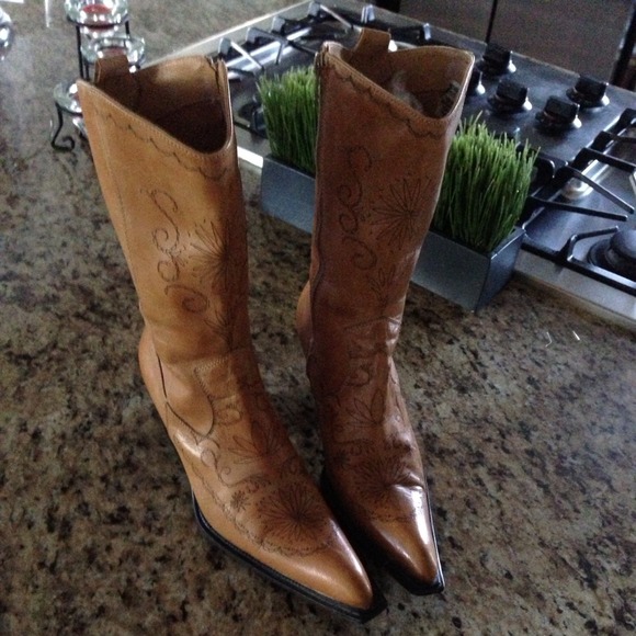Italian leather cowboy style boots