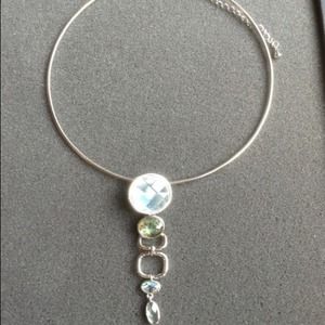 Lia Sophia blue green and silver necklace 16-19 in