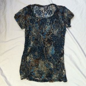 Lace animal print top