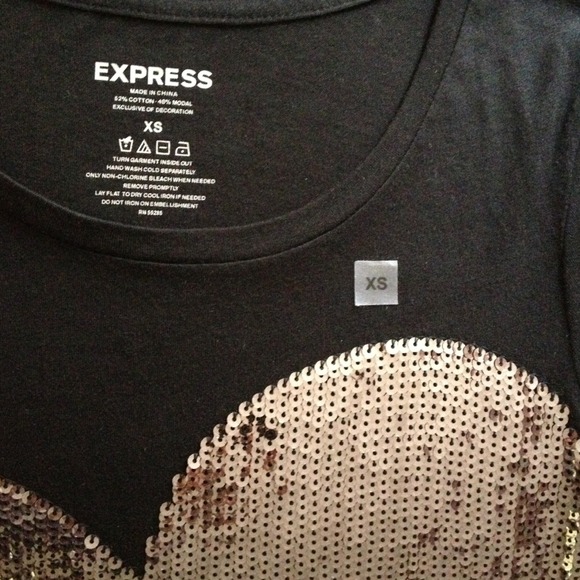 NWOT Express Sequin Heart shirt - Picture 2 of 3