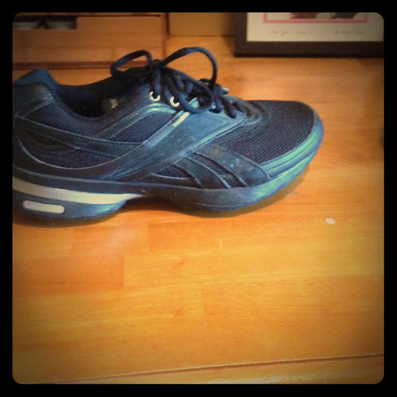 Reebok black easytone sneakers.