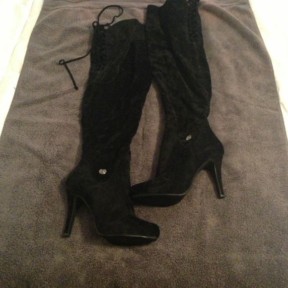 herstyle Boots - Black thigh high boots
