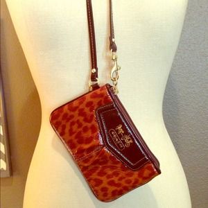 Coach leopard patent wristlet
