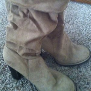 Tan calf high boots