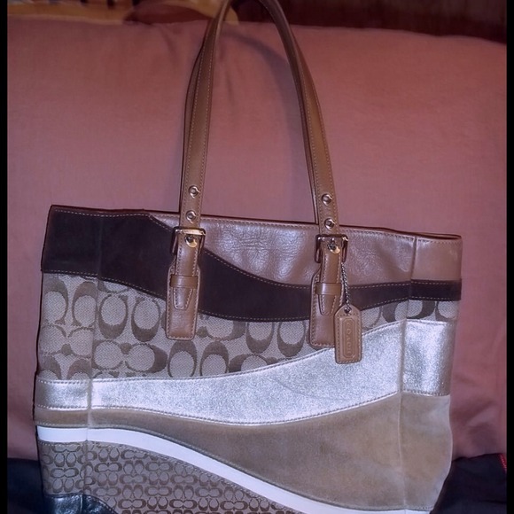 !!!!REDUCED!!! Rare Coach suede stripe tote
