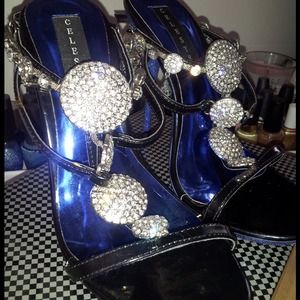 Jeweled black heels