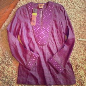 Tort Burch sample. Linen tunic with mirrored trim