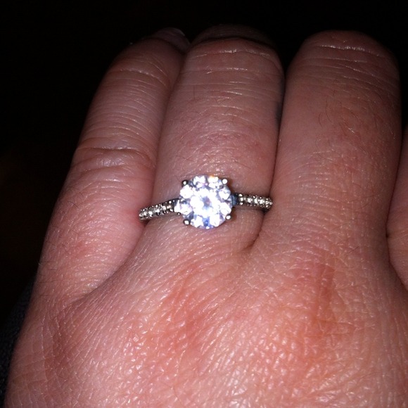 Sterling Silver Cubic Zirconia Engagement Ring 7