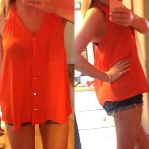 SOLD ⛔ Francesca's orange halter top