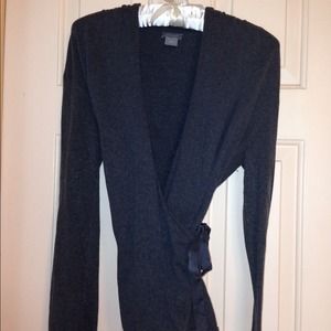 Silk/Cotton/Cashmere Grey Wrap Sweater